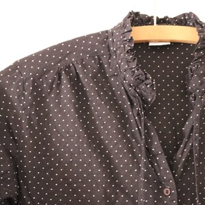 Vintage Blouse S Dots Black Dots 70s 80s Polka Dots Stand-up Collar Cotton Dots Dotted Cotton Blouse image 2