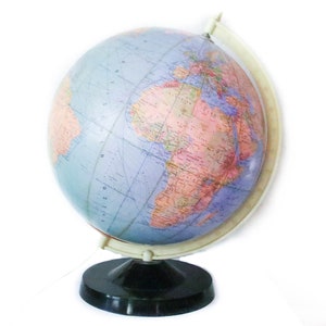 Großer beleuchteter Vintage Räths politischer Erdglobus GDR 1976 33cm Bakelit DDR Deko 70er Bakelit alt Erdapfel Globus Leuchte Lampe
