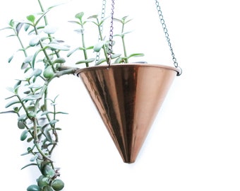 Vintage Copper Planter Conical 70s Alu Hanging Traffic Light Flower Traffic Light Copper Kettle mid century 60 plant pot copper plant pot 70s funnel shaped