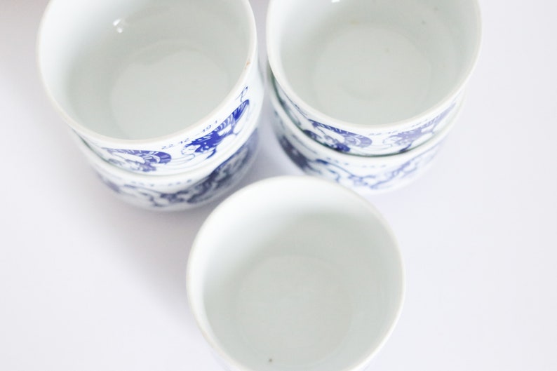 Vintage Bowls 5 Pcs GDR Zodiac Sign Lion Capricorn Maritim soup Bowls porcelain blue Bowl 80S 70s Bowls Salad bowls set