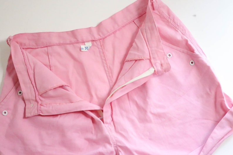 Short Vintage DDR Shorts 90s XS Pink 90s Pink Summer Pants 100% Coton Taille Haute Mom Style image 3