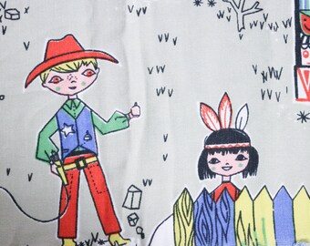 120 x 200 cm tessuto vintage metri ponticello tessuto per cowboy indiano bambini cuscini tende da cucire anni 70 70s patchwork 1970s 60s 60 s