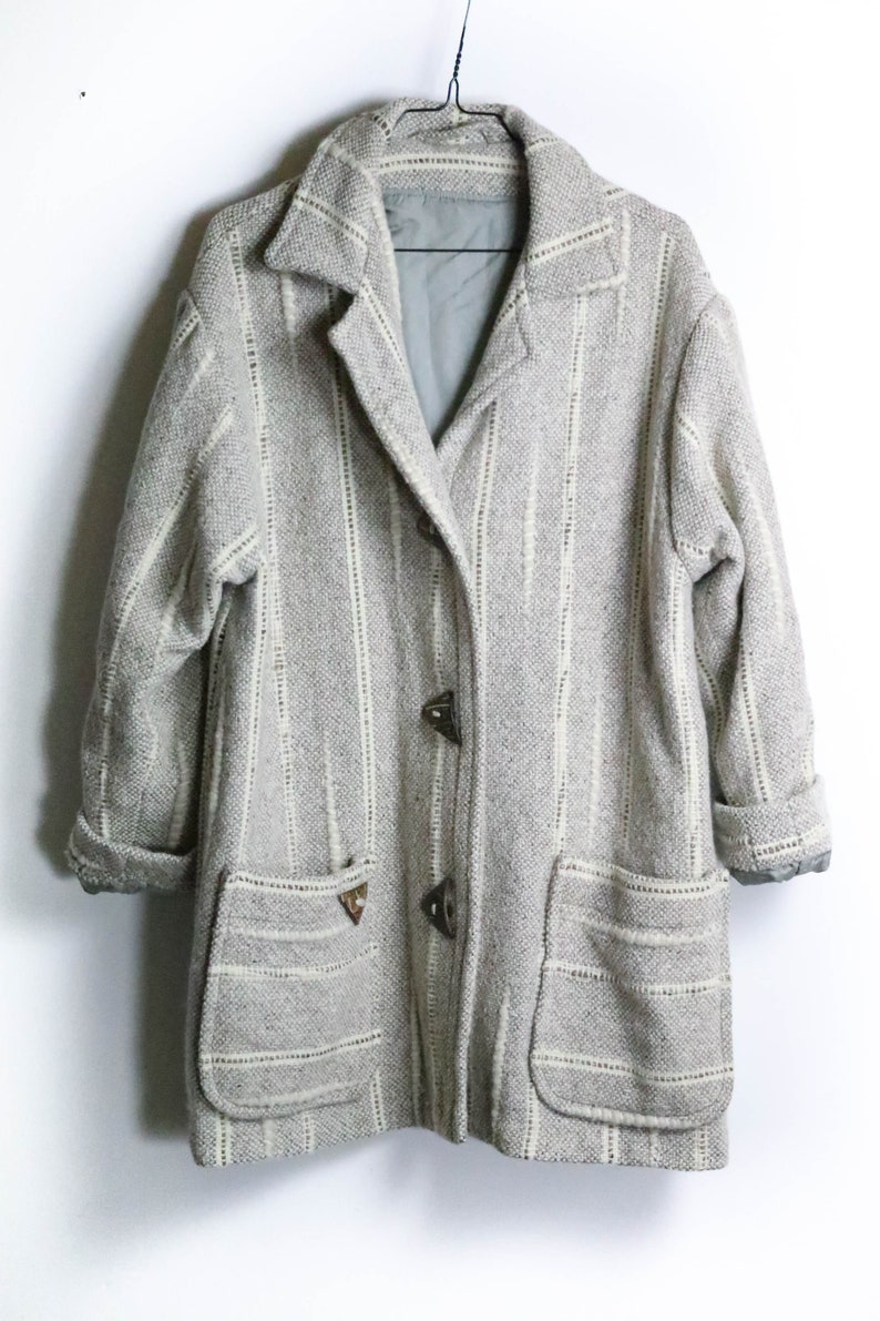 Manteau vintage M/L manteau d'hiver surdimensionné manteau beige femme veste d'hiver laine marron 70 s 70 s manteau d'hiver trench manteau parka laine manteau image 6