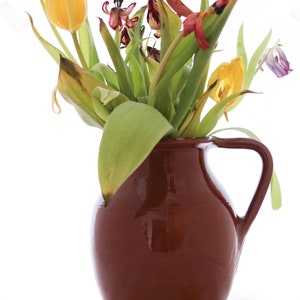 Vase en céramique vintage avec poignée 50s 60s Vase à fleurs 60s 70s Fleurs Fleurs milieu du siècle GDR MCM Argile naturelle cuite Grand Vase en argile en pot image 8