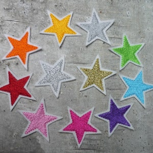 3 small stars patch/application on white felt color selection