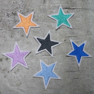 3 small stars patch/application on white felt color selection image 3