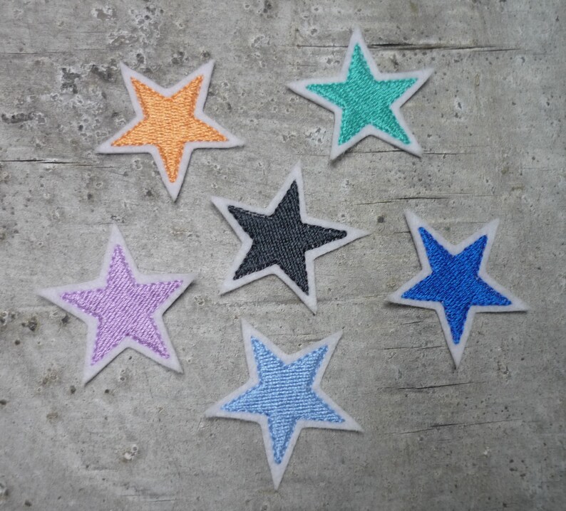 3 small stars patch/application on white felt color selection image 3