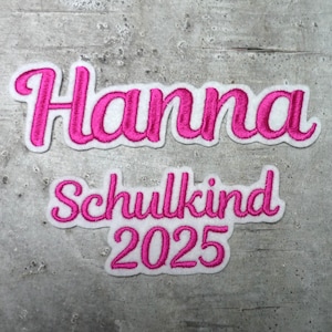 Set Large Name Application + Schoolchild 2025 (S1) Patch/Applique on white felt Desired name Color selection School enrollment School cone