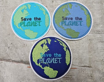 Save the Planet Aufnäher/Applikation Erde Weltkugel Farbauswahl