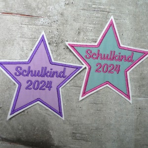 Schoolchild 2024 large star patch/application on white felt color selection school enrollment school cone