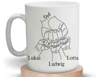 Personalisierte Tasse für Papa Geburtstag Vatertagsgeschenk Kind Dad 3 Kinder