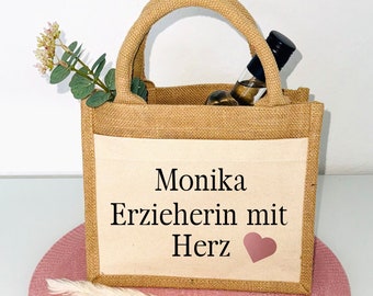 Geschenk für Erzieherin Tasche mit Namen Herz Danke Abschiedsgeschenk