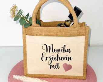 Gift for educator bag with name heart thank you farewell gift