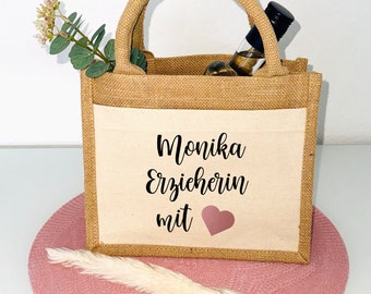 Geschenk für Erzieherin Tasche mit Namen Herz Danke Abschiedsgeschenk