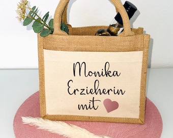 Geschenk für Erzieherin Tasche mit Namen Herz Danke Abschiedsgeschenk