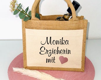 Geschenk für Erzieherin Tasche mit Namen Herz Danke Abschiedsgeschenk