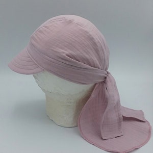 Musselin Bandana, Kopftuch, Kinder, sand,beige, mit Schirm, Nackenschutz Bild 9