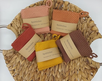 Handgestrickte Putzlappen & Waschlappen aus Baumwolle  im 2er Pack – Skandinavischer Stil, Spültuch  Seifentuch