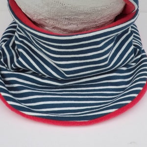 Beanie Mütze für Kinder blau weiß gestreift mit Anker rot, Babymütze Bild 2