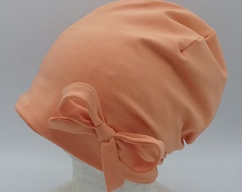 Beanie Mütze für Mädchen, apricot, mit Schleife, Babymütze