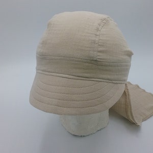 Musselin Bandana, Kopftuch, Kinder, sand,beige, mit Schirm, Nackenschutz Bild 4