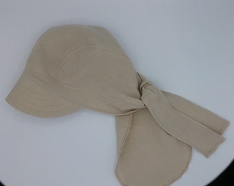 Musselin Bandana, Kopftuch, Kinder, sand,beige, mit Schirm, Nackenschutz