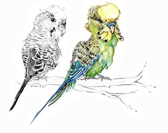 Vogel Karikatur in Farbe (personalisiert)