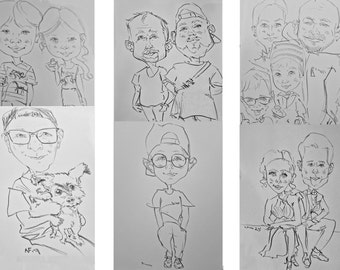 Line ART caricature A5 b/w (personalised)