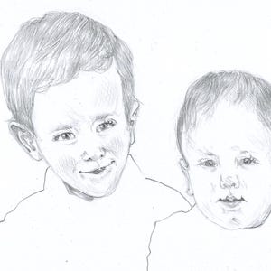 Tarjeta de cupón plegable con retrato basado en fotografía (dibujo original)