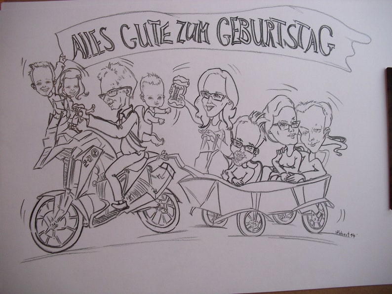 Familien Karikatur Handgezeichnet in Farbe personalisiert Bild 9