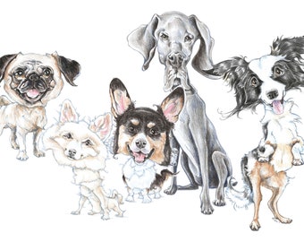 Dog caricature in color (personalized)