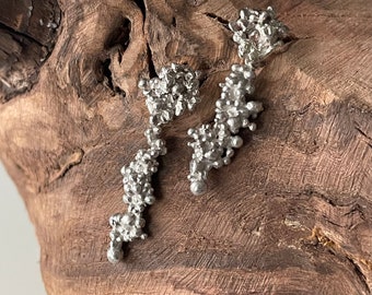 Special ice bead earrings, 925 silver, stud earrings