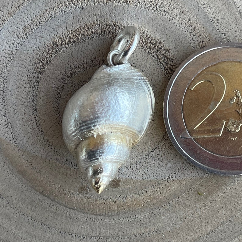 Beautifully shaped sea snail as a pendant made of 925 silver, solid and elegant image 6