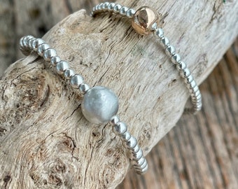 Minimalist delicate, summery light ball strap as flexiband made of 925 silver