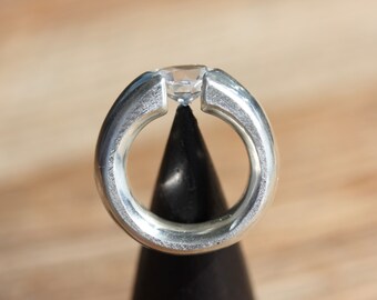 Rock crystal ring, 925 silver, clamping ring
