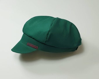 Children's umbrella cap Sliding cap "Michel" in green dark green with or without lining for girls and boys in different sizes.