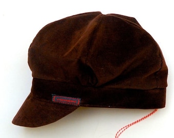 Children's umbrella cap in brown made of corduroy cap "Michel" for boys and girls birthday school enrolment gift.