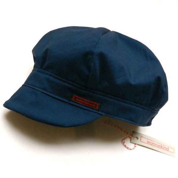 Casquette plate pour enfant "Michel" en bleu foncé avec ou sans doublure pour filles et garçons de différentes tailles.