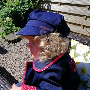 Children's flat cap Michel in dark blue with or without lining for girls and boys in different sizes. image 2