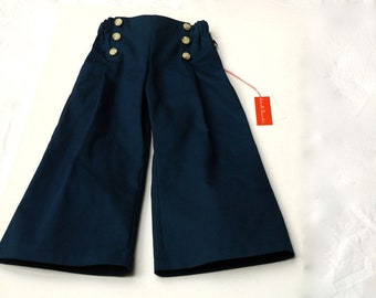 Pants for children, sailor pants unisex made of cotton mix in dark blue "Fiete" girls and boys.