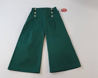 Pantalon « Fiete » en vert, pantalon enfant, pantalon marin pour filles et garçons.