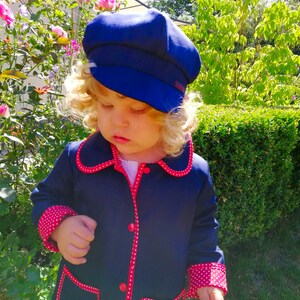 Children's flat cap Michel in dark blue with or without lining for girls and boys in different sizes. image 3