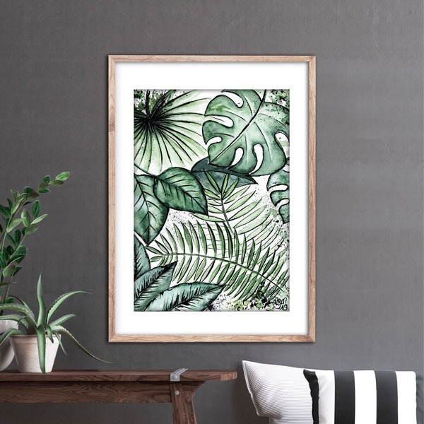 JUNGLE Watercolor-ART, Fineartprint-Poster, Aquarell/Watercolor Botanical Plant