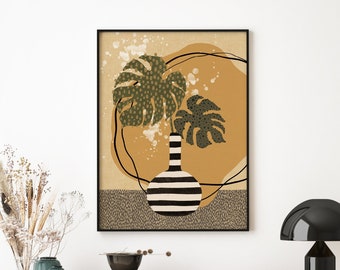 StreifenVASE, MixedMedia-ART/Fineartprint-Poster, Monstera