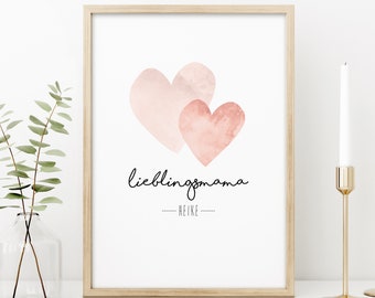 Coração FAVORITO MAMA com nome, presente para o Dia das Mães