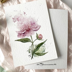 Cartes postales fleurs printanières lot de 2 / pivoine lilas / Cartes A6 / fleurs aquarelle/aquarelle image 3