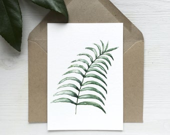 Carte postale aquarelle PALM LEAF, aquarelle botanique, A6