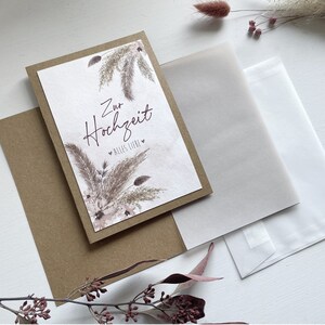 Congratulations card for the wedding, boho style, folding card B6 with envelope image 3