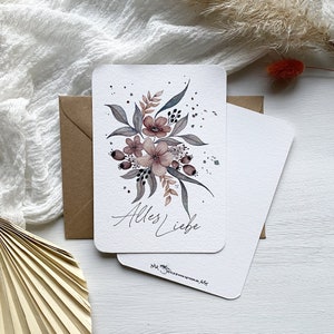 Bouquet di fiori ALL LOVE // cartolina con stampa artistica A6 // con o senza busta