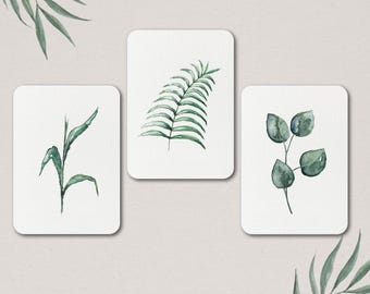 Tirage d'art BOTANIQUE // Lot de 3 cartes postales A6 // Plantes aquarelle/aquarelle